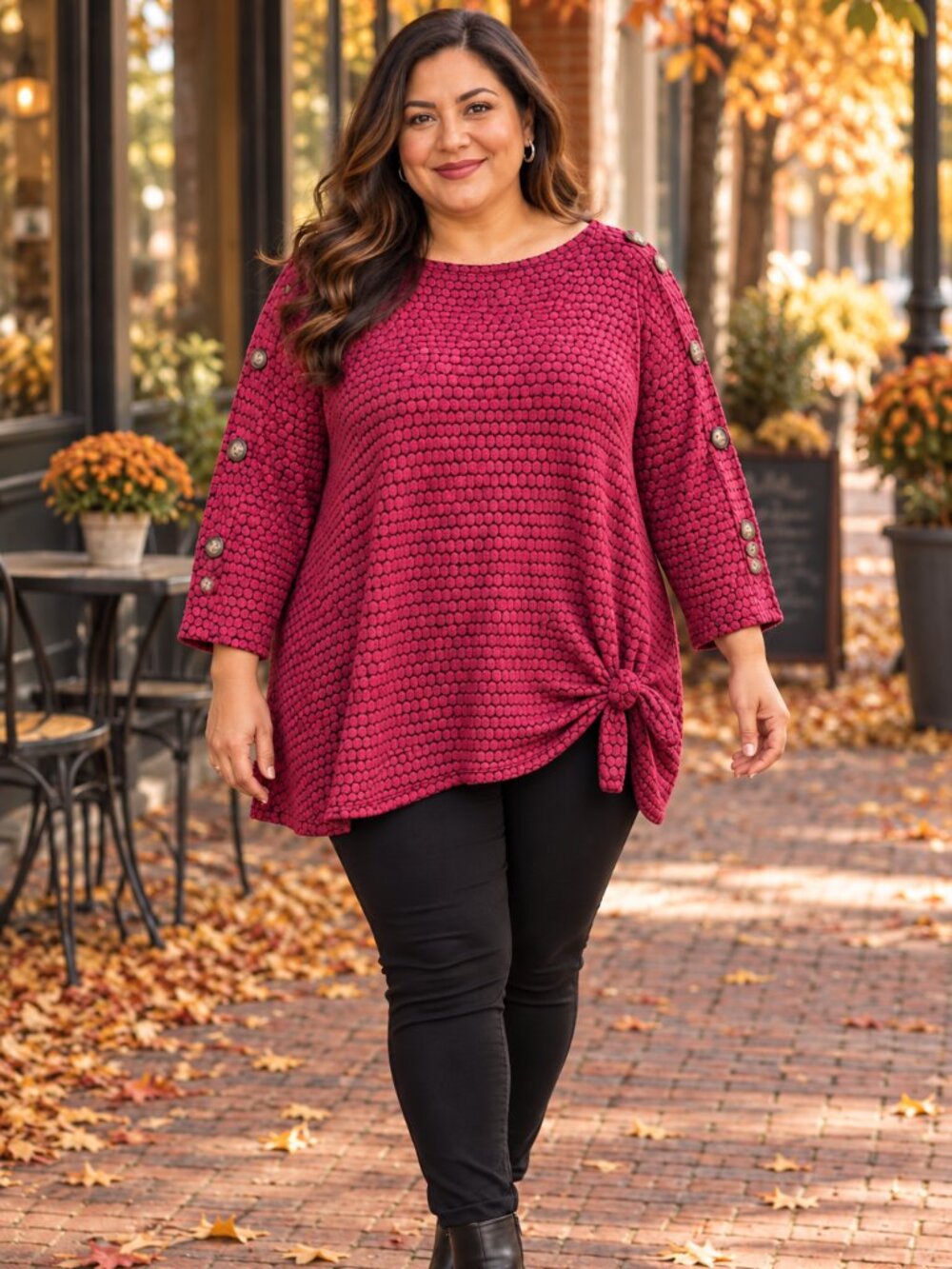 New York Laundry Pink Textured Button Sleeve Swing Tunic Size 2X